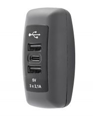 SUC 9 Быстрая USB зарядка на поручень (для транспорта) с подсветкой  1x USB C type + 2 x USB A type  6,3А ― Авто Тюнинг Групп